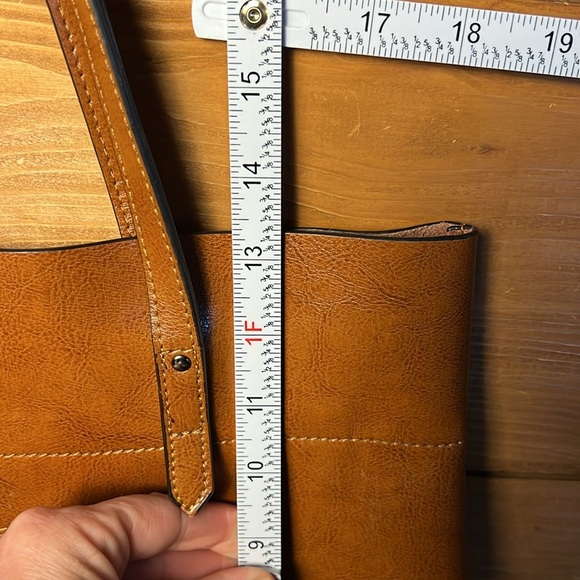 Fzone‎ Tote Brown vintage split cow Leather large hand bag laptop 14x13 Office - Picture 4 of 13